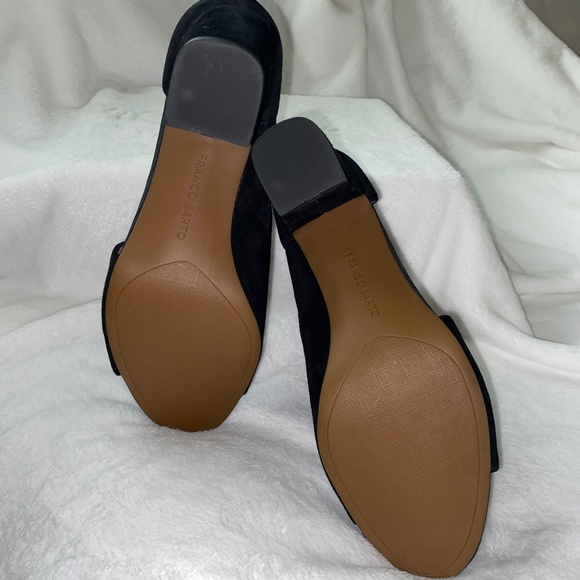 Black Suede Ankle Strap Block Heel Pumps - Picture 5 of 10